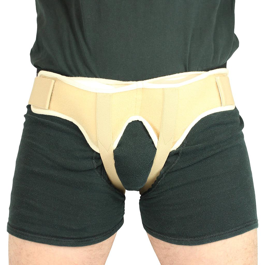 Double hernia belt outlet